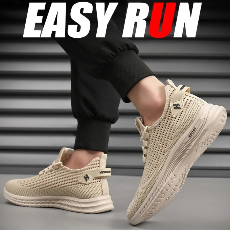 Shock Absorbing Gym Trainers - 남성용 메시 니트 소재 러닝 스니커즈,