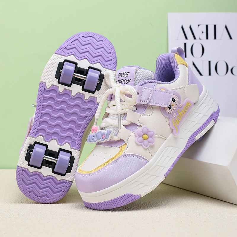 Women'S Shoes - 어린이용 롤러스케이트, 남아/여아용, 가죽 소재, 숨겨진